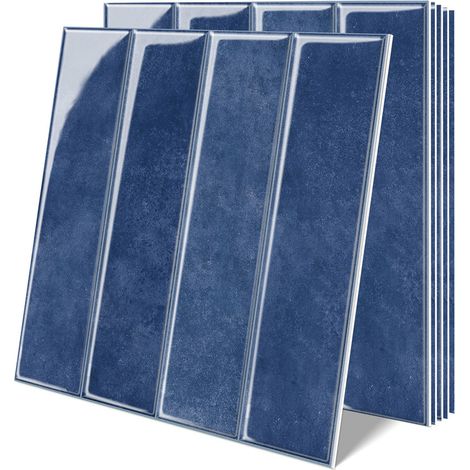 Fliesenaufkleber, 10er Set, selbstklebend, Küche & Badezimmer, 30,5 x 30,5 cm, 3D, Subway Klebefliesen, Sternenblau (1/5)