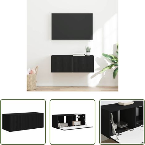 Holzwerkstoff - TV-Wandschrank Schwarz 60 x 31 x 29,5 cm Holzwerkstoff (1/5)