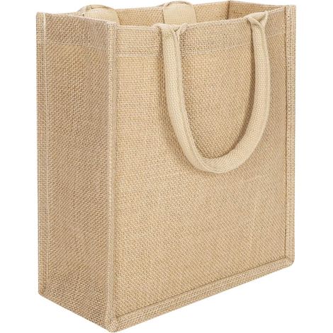 Femme Sac Cabas en Jute Naturel Sac cabas Courses Vintage Sac à provisions Toile Lin Réutilisable Sac de Shopping Lavable Sac Fourre-tout Imperméable Sac de Voyage Pliable Sac a Main Cabas Souple (1/5)