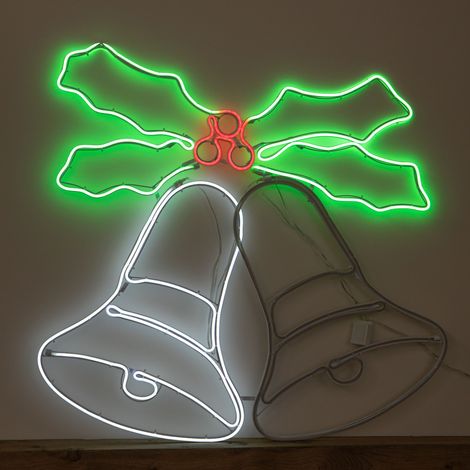 74cm x 78cm Light Up Christmas Bells Neon Decoration with LEDs (1/5)