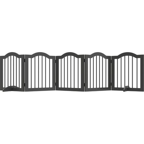 Barrière autoportante pliable 5 panneaux pour chiens avec pieds stabilisateurs, 261,5×29,5×61 cm, couleur noire (1/5)