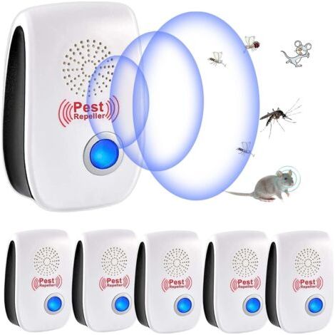 Ultrason Anti Moustique, 6 Pack Ultrason Souris et Rats & Insectes Répulsif Électronique, Répulsif Ultrason Anti-Rongeurs Insectes Anti Insectes, Moustiques, Fourmis, Rats, Araignées