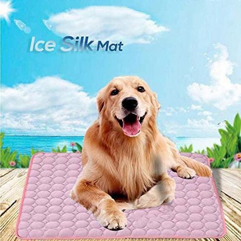 Tapis rafraîchissant rose pour animaux de compagnie - Tapis rafraîchissant pour chiens en soie non toxique - Offrez à votre chien ou chat un été rafraîchissant (50 x 40 cm) (1/5)