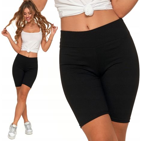 Leggings da ciclismo a coste con vita alta, vestibilità sportiva, moraj S/M nero (1/5)