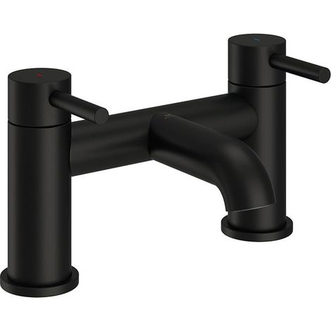 Robinet mitigeur de baignoire avec kit de douche, pommeau de douche à main, baignoire de salle de bain, évier chaud et froid, laiton massif, poignée moderne à double levier, noir mat (1/3)