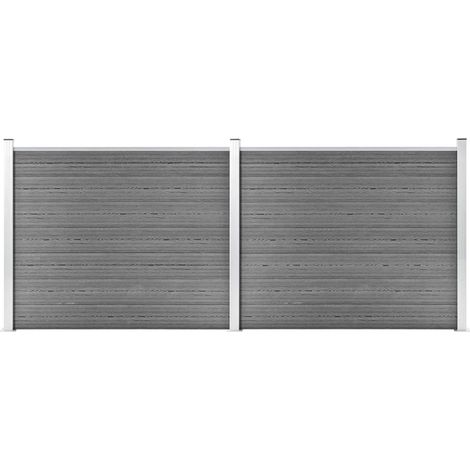 Ensemble de panneau de clôture, Clôtures de jardin, Barrières de jardin WPC 353x146 cm Gris MAE4129 (1/5)