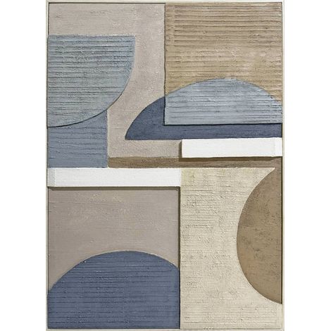 tableau abstrait textures bleues et marron pour décoration murale - bleu texturé et marron naturel (1/3)