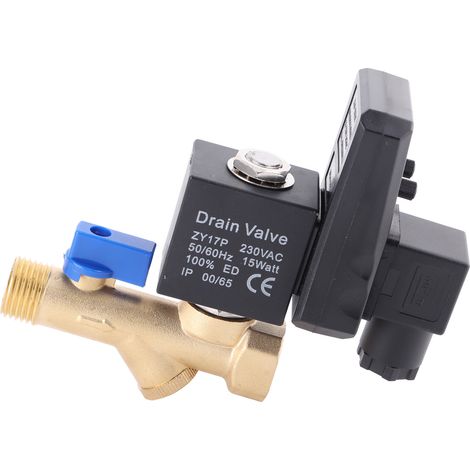 Vanne de purge électronique temporisée automatique G1/2 DN15 pour condensats de compresseur d'air (AC230V)