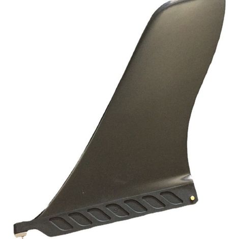 SUP board rear fin with large, irregularly shaped rudder, made of PVC, for water separation and balance. Surfboard accessory. (1/5)