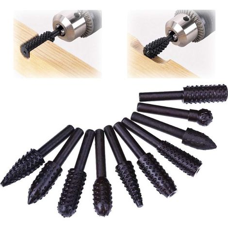Jeu de fraises rotatives, Outils rotatifs pour la gravure sur bois Tête meulage le bricolage plastique découpant polissage, 10 pièces - (1/5)