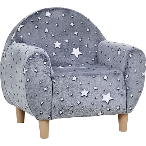 Fauteuil enfant phosphorescent étoilé gris velours