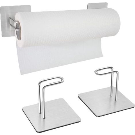 Portarrollos de papel higiénico con estante, Portarrollos de papel higiénico plateado, Portarrollos de papel higiénico, Acero inoxidable (1/5)