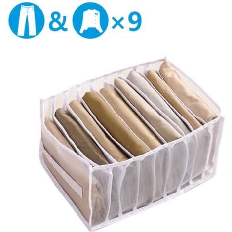Organisateur De vêtements Boîte De Rangement Armoire avec Compartiments 9 grilles pour Chaussettes Sous-Vêtements Soutiens-gorge