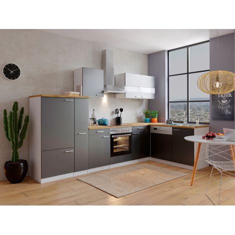 Cuisine Cuisine d'angle Blanc Gris Malia 310x172 cm Respekta (1/4)