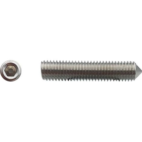100 Vis Sans Tête 6 Pans Creux à Bout Pointeau STHC 6 x 60 mm - DIN 914 - Inox A2 - D-Work