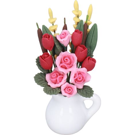 Pot de fleurs miniature réaliste pour maison de poupée (échelle 1:12), plante artificielle en pot pour décoration de jardinage (1/5)