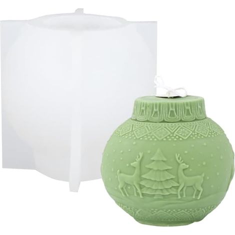 Moule à bougie de Noël 3D en silicone compatible pour la création de décorations et d'objets artisanaux à faire soi-même (1/5)
