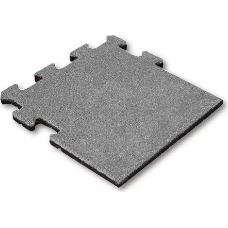 Dalle caoutchouc 25 mm - 50 x 50 cm - Gris - Système puzzle - Bordure