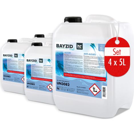 4x 5 L BAYZID® Algizid Algenverhütung für Pools