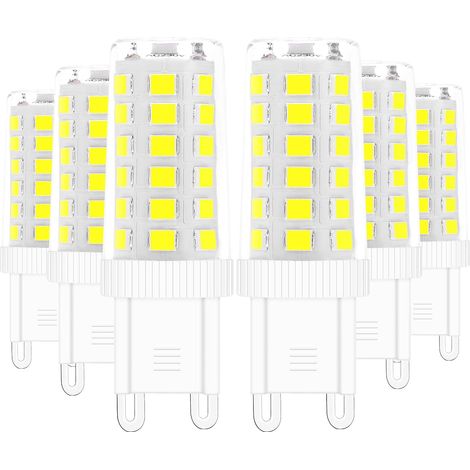Ampoules LED G9, 5W Equivalent 40W Halogène Lampe Blanc 6000K Sans Scintillement Économie d'énergie Non Dimmable (Lot de 6) G9 lamp (1/5)