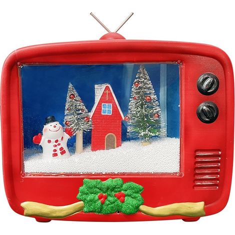 TV navideña con paisaje animado, luz y música 392044 Decoración 45x15x35cm
