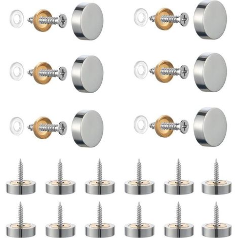 Vis En Acier Inoxydable - 20 Pièces - Capuchons Décoratifs Pour Miroirs Tables Armoires Panneaux De Verre - Diamètre 7 mm Longueur 25 mm - Argent (1/3)