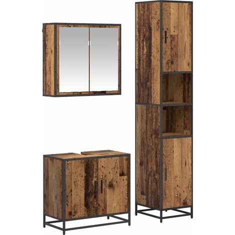 Maison Exclusive - Set di mobili per il bagno con lo scaffale 3 pcs Legno vecchio