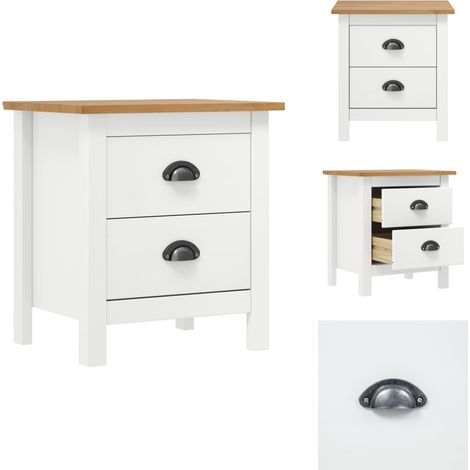 Nachttisch Hill Weiß 46x35x49,5 cm Massivholz Kiefer - Nachttisch - Massivholzmöbel - Kiefernholz - Weißer Nachttisch - Sideboard (1/5)