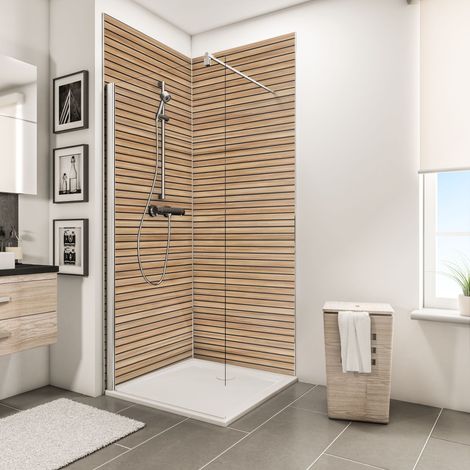 Schulte – Panneaux muraux 100 x 210 cm – Lot de 2 – Composite d'aluminium – Étanches et hygiéniques – Décor japandi horizontal