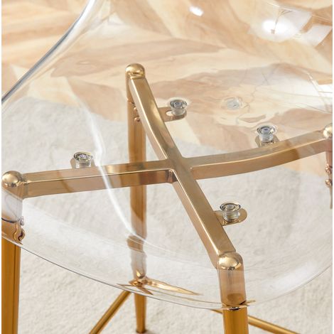 MEUBLIV Tabourets de bar transparents x2 – structure métal dorée, sans table (1/5)