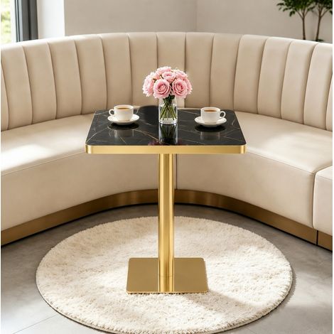 Tavolo da pranzo quadrato 60 x 60 cm effetto marmo con struttura in metallo MODENUIT (1/5)