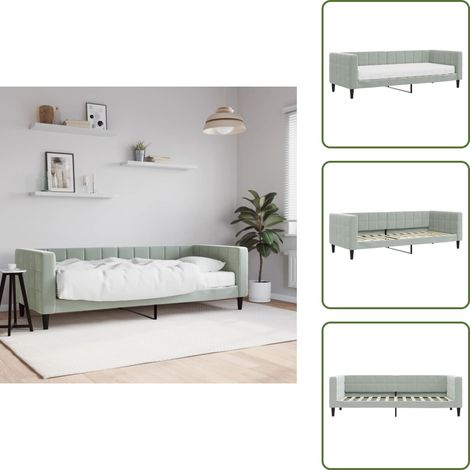 The Living Store Sofá cama con colchón terciopelo gris claro 80x200 cm - Sofá cama 2 en 1