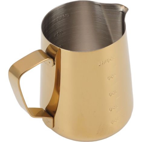 Pichet mousseur à lait double graduation en acier inoxydable 304, tasse à mousser le lait, pichet à café vapeur pour latte art, 550 ml, or