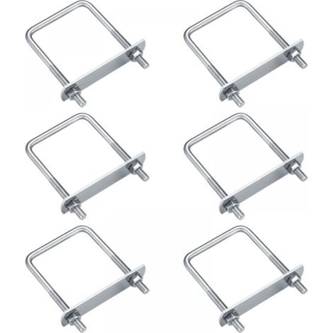 Piece U-Bolt, M6 U-Bolt, Stainless Steel U-Bolt with Nuts, Plates and Washers, Pipe Fixing Clamp Bolt (Right Angle, 80 x 50 mm) (1/4)