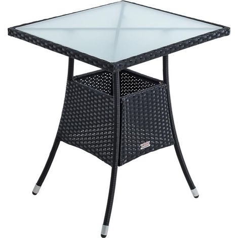 Polyrattan Balkontisch Rattan Tisch Beistelltisch Gartentisch 57 cm Schwarz (1/5)
