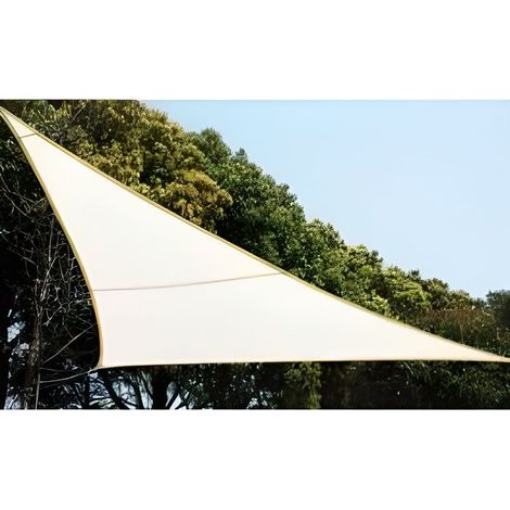 Voile d\'ombrage triangulaire - Toile solaire - 4 x 4 x 4 m - Blanc - Protection anti-UV - Housse incluse-Ywey (1/2)