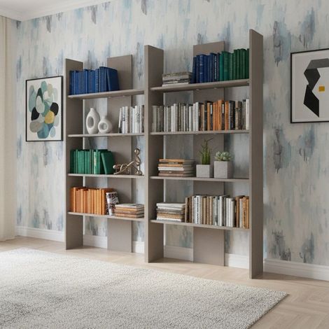 Libreria moderna per cameretta e soggiorno - Design versatile, resistente e facile da montare - Grigio fumo