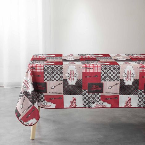 Nappe rectangle "Brunch" de style patchwork - Rouge - 150 x 240 cm - Livraison gratuite (1/3)
