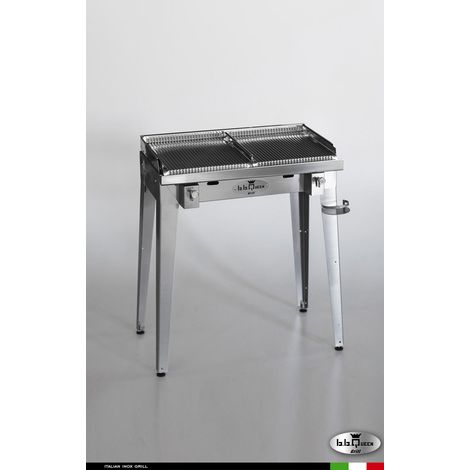 Grill 8.4 Inox Piastra ondulata - Senza portapiatti - Senza paraschizzi - Senza kit mensola e ruote - Satinato - barbecue, griglia, giardino, carne, a gas, acciaio made in Italy