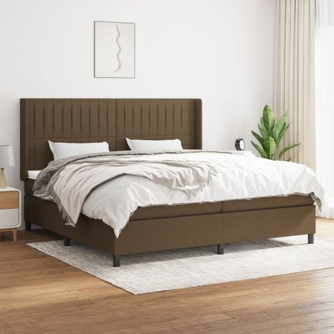 Lit adulte Contemporain Lit à sommier tapissier avec matelas Marron foncé 200x200 cm 97111 (1/5)