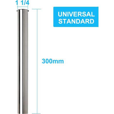 Tubo di immersione in ottone 30 cm per sifone, prolunga di regolazione tubo di prolunga 1 1/4 x 32 mm, cromato (1/4)