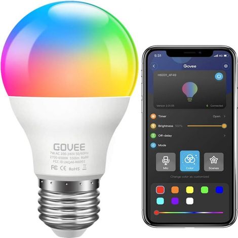 Ampoule Bluetooth - Synchronisation Musique - Changement Couleur RGB - Minuterie Coucher de Soleil - Pour Intérieur Maison Bureau - 1 Pièce (1/5)