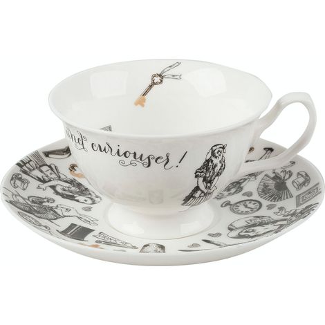 V AND A Victoria & Albert Tasse et soucoupe de Couleur Blanc de Alice au pays des merveilles de.