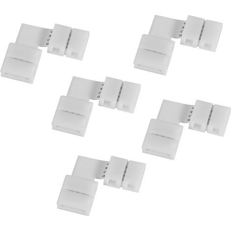 Lot de 5 connecteurs d'angle sans soudure en forme de L, 4 broches, 10 mm, pour rubans LED RGB 5050 (1/5)