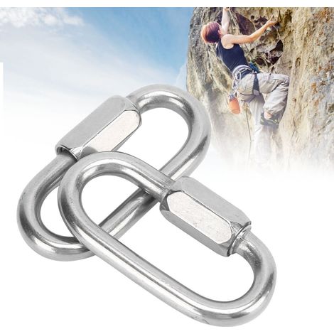 2 Pièces Mousqueton en Acier Inoxydable à Verrouillage en D avec Vis Hexagonale pour Escalade (6mm)