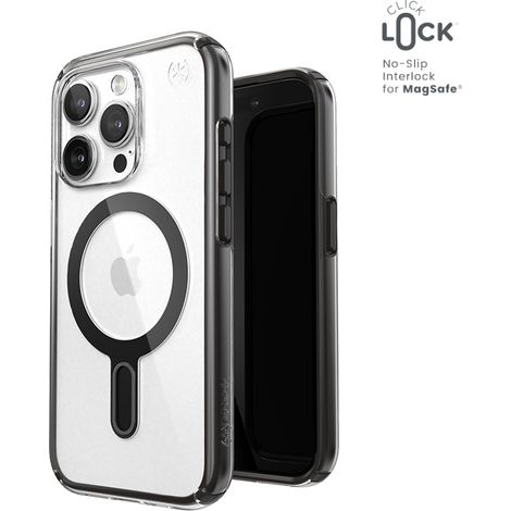 Funda Speck Presidio Perfect-Clear ClickLock y MagSafe para iPhone 15 Pro (Transparente / Negro esmerilado / Gris pizarra) (1/5)