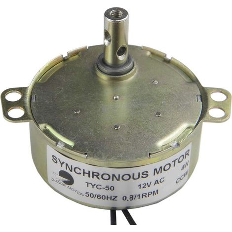 TYC-50 Moteur synchrone 12V AC 0.8/1RPM 4W arbre plein CCW petit moteur électrique pour projet scolaire Couple 14kg.cm (1/5)