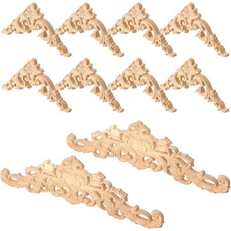 10 Piece Carved Wood Applique Furniture Decorative Moulding Wood Ornament (1/5)