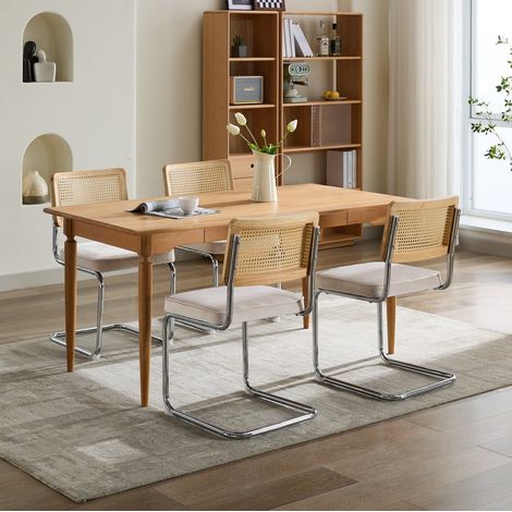 Stuhl Sessel Freischwinger Rattan 360 Pfund Beige OKMYHOME (1/5)
