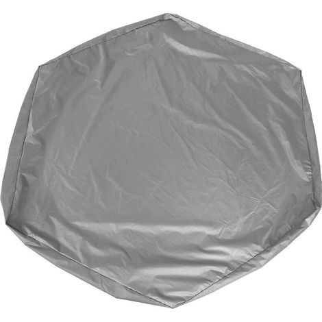 Bâche hexagonale imperméable pour bac à sable, avec cordon de serrage, grise, pour jeux de sable et piscine extérieure. (1/5)